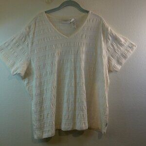 Liz Clairborne Blouse Short Sleeves Off White Size 2X